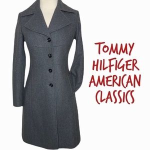 Tommy Hilfiger XS Gray American Classics Wool blend Pea Coat